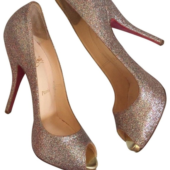 Christian Louboutin Shoes - CHRISTIAN LOUBOUTIN Glittered Peep Toe Size 37